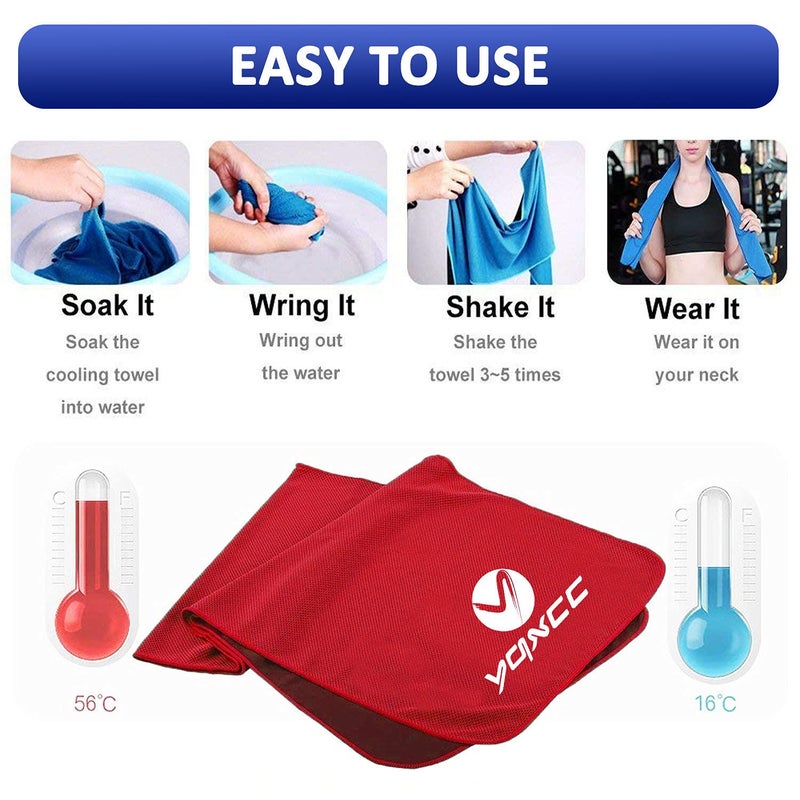 YQXCC Cooling Towel | 2 Pack 47""x12"" | Ice Cool for Neck | Soft Breathable Microfiber Chilly | for Yoga  Golf  Gym  Camping  Running  Workout & More Activities - Image 4